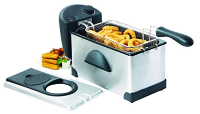 Family Care Freidora de 3 litros, desmontable, acero inoxidable, 2000 W, termostato ajustable hasta 190 ºC, piezas Fácil de Limpiar