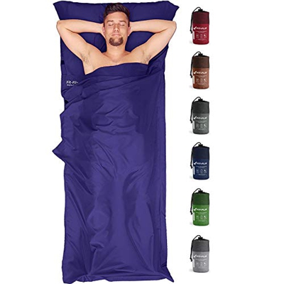 Fit-Flip Saco de Dormir Ultraligero, Forro de Saco de Dormir de Microfibra con Compartimiento de Almohada añadido, Sábana de Viaje Tambien como Forro 