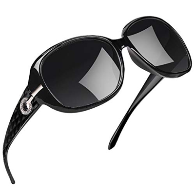 Joopin Gafas de Sol Mujer Moda Polarizadas Protección UV400 de Gran Tamaño Gafas de Sol Señoras U9045 (Paquete simple negro)