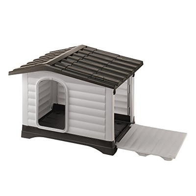 Ferplast Caseta para perros de exterior DOGVILLA 90, Pared lateral abatible, Sistema de drenaje de líquidos, Rejilla de ventilación, Puerta con perfil