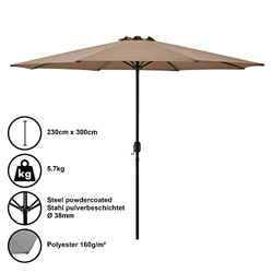 [casa.pro] Sombrilla Ø 300cm [Beige] con manivela Parasol para jardín, terraza, balcón Patio en oferta