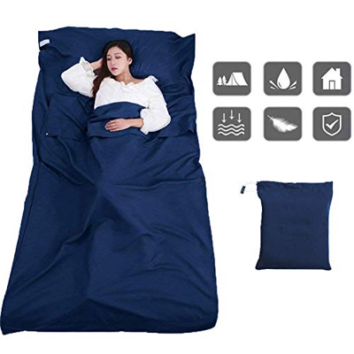 ALISTAR Saco de Dormir para Acampar, Bolsa de Dormir Microfibra 220 x 115 cm Sábanas Interiores Ultraligeros Transpirable, Ideal para Exterior de Trav