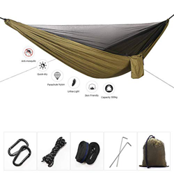 DTNO.I Hamaca de Camping con mosquitera – Ultraligera, portátil, Doble y Individual, Hamaca de Viaje con Correas de árbol para Acampar, Senderismo, Ac precio