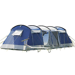 skandika Montana 8 - tienda campaña - túnel - 4 cabinas - 700x310cm - suelo cosido en forma de bañera - columna agua 5000 mm en oferta