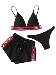 DIDK Mujer Traje de Baño Set de Bikini con diseño de Tachuela con Shorts 3 Piezas Bañadores Tankini Ropa de Baño 2019 en oferta