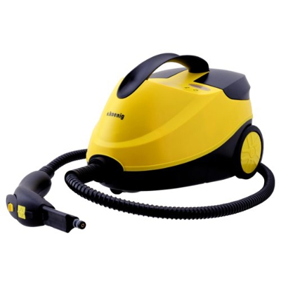 H.Koenig Limpiador a Vapor, Vaporeta, 2000 W, 4 Bares, Autonomía de 45 min, Capacidad de Agua de 1,5 L, Compartimento Interno, Amarillo NV6200, plásti