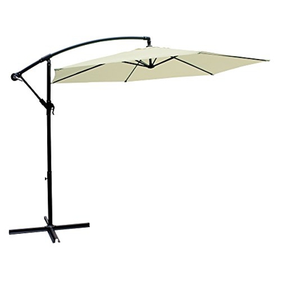 AKTIVE Garden 53884 Parasol excéntrico Banana, diámetro 270 cm, crema mástil aluminio