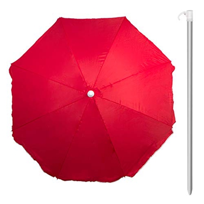 Aktive 53846 Sombrilla 240 cm Beach con protección UV, Rojo