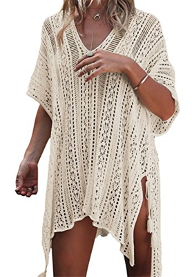 EDOTON Mujer Camisolas Playa Ganchillo Ropa de Baño Encubrimientos Bikini Cover Up Verano Tunica Vestido de Playa Ropa de Baño
