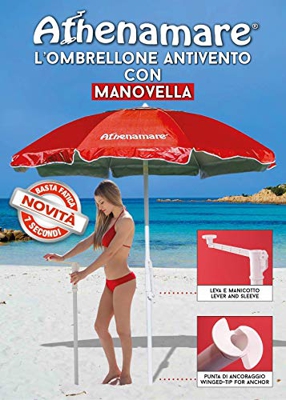 athenamare sombrilla de playa – Paraviento con manivela protección UV50 +