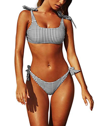 Yuson Girl Conjuntos De Bikini De Talle Alto a Tartán Sexy Retro Brasileños Mujer Traje De Baño Dos Piezas con Crop Top Push Up Bra Bikini Anudado Tir características