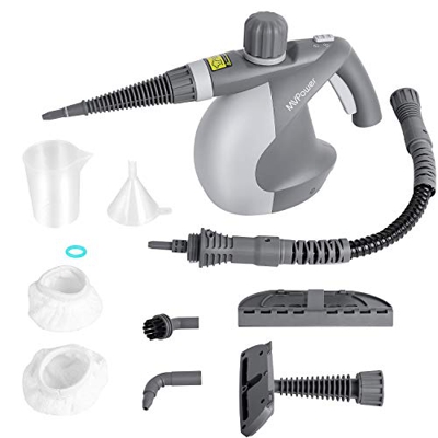 MVPower Limpiador de Vapor, Limpiador de Vapor Mano Multipropósito con 9 Accesorios Cerradura de Seguridad Tanque de Agua de 350 ml Limpiador de Vapor