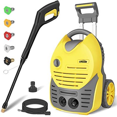 oasser Hidrolimpiadora de Alta Presión Eléctrica Limpiadora Alta Presión 1600W 140bar 420L/H Pistola Pulverizadora con Boquilla de 5 Piezas 5M Manguer