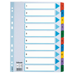 ESSELTE 100161 - Indice para carpetas multitaladro cartón MYLAR DIN A4 con cartulina índice color 1-10 multicolor precio