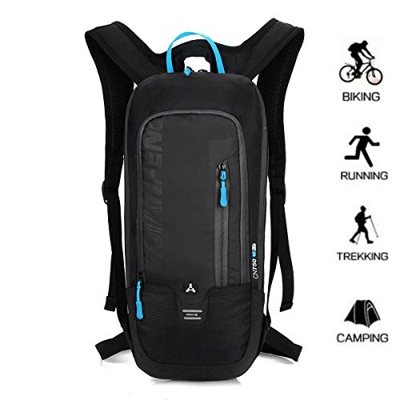 10L Mochilas de Hidratacion Ciclismo al Aire Libre de Unisex Multifuncional Impermeable de Poliester Para Viaje (negro)