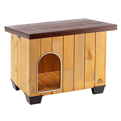 Ferplast Caseta de exterior para perros BAITA 60, Madera ecosostenible, Pies aislantes, Puerta con perfil de aluminio resistente a las mordeduras, Tec en oferta