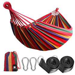 Anyoo Hamaca de Algodón para Jardín al Aire Libre Cama Portátil de Lona con Cuerdas para Acampar Capacidad de 200 Kg Peso Ligera con Bolsa para Jardín características