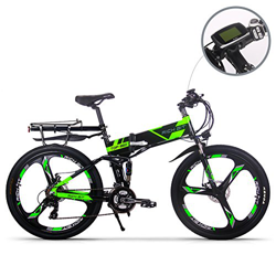 RICH BIT Eléctrico Bicicleta Actualizado RT860 36V 12.8Ah Batería de Litio plegable bicicleta MTB montaña bike 17 * 26 Shimano 21 velocidades intelige precio
