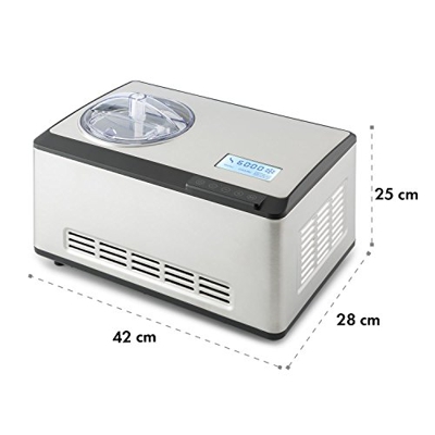 Klarstein Dolce Bacio Premium Edition - Máquina para hacer helados, sorbetes y yogures, Heladera compresión, Fabrica 2 litros de helado/hora, Pantalla