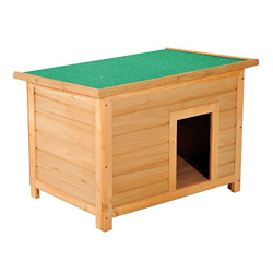 PawHut Caseta para Perro 85 x 58 x 58cm Madera Impermeable con Tejado Verde Abatible y 4 Pies Antideslizantes en oferta
