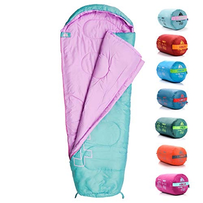 meteor Saco de Dormir Tipo Momia - Ideal para niños en Viaje, Camping, Festival o alojamiento en Hotel Acampada Senderismo al Aire Libre Portátil con 