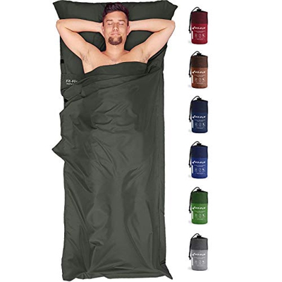 Fit-Flip Saco de Dormir Ultraligero, Forro de Saco de Dormir de Microfibra con Compartimiento de Almohada añadido, Sábana de Dormir Tambien como Saco 