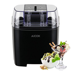 Aicok Maquina de Helados con Temporizador, Maquina Helado de Yogur y Sorbetes con 1.5 Litro, 250W, Libre de BPA, Recetas Incluido, Negro precio