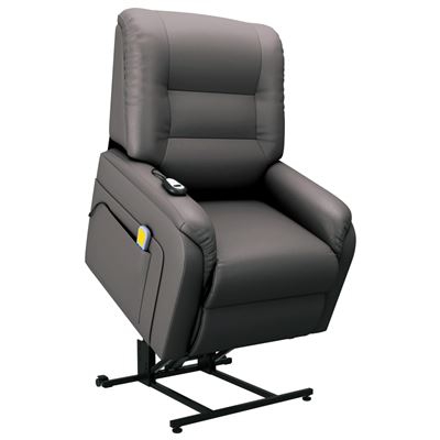 Sillón de masaje reclinable para TV cuero sintético gris