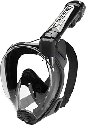 Cressi Duke Dry Full Face Mask Mascara de Buceo Snorkel Seca Cara Completa, Unisex Adulto, Negro, M/L