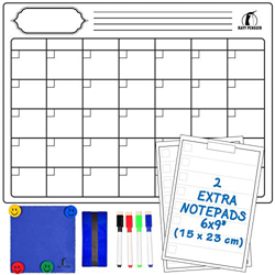 Navy Penguin Set de Calendario Magnético Mensual - Grande Planificador Pizarra Blanca 43x33cm + 2 Listas de Compras + 1 Borrador, 1 Paño, 4 Rotuladore precio