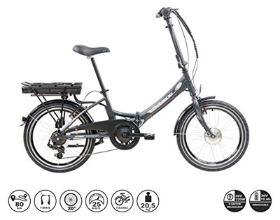 F.lli Schiano E- Star Bicicleta eléctrica, Adultos Unisex, Antracita, 20"