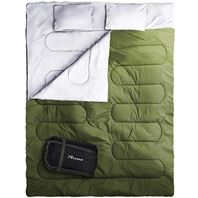 REEHUT Saco de Dormir Plegable, Saco de Acampada Ultraligero Portátil Multifunción, Saco para Dormir Doble con Forma Rectangular con Bolsa de Transpor