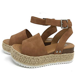 Sandalias Mujer Verano 2042 cáñamo Fondo Grueso Sandalias Punta Abierta Cuero Fondo Plano Zapatos Bohemias Romanas Hebilla Zapatillas precio