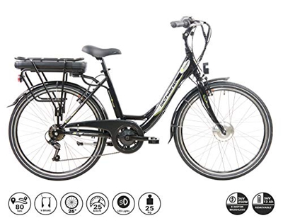 F.lli Schiano E- Moon Bicicleta eléctrica, Adultos Unisex, Negra, 26"