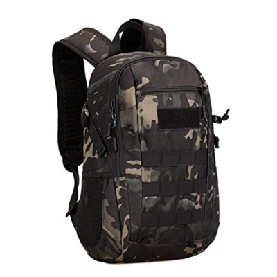 Huntvp 12L Mochila de Asalto Militar Táctical Molle Bolsa Bandolera para Senderismo Caza Camping - Color Negro Camuflaje
