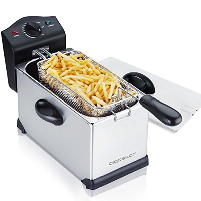 Aigostar - Freidora de 3 litros, 2200W, acero inoxidable tipo 304. (TEMPERATURA AJUSTABLE, Agni)