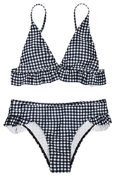 heekpek Bikini a Cuadros Top Triángulo Relleno Braga con Volantes para Mujer en oferta