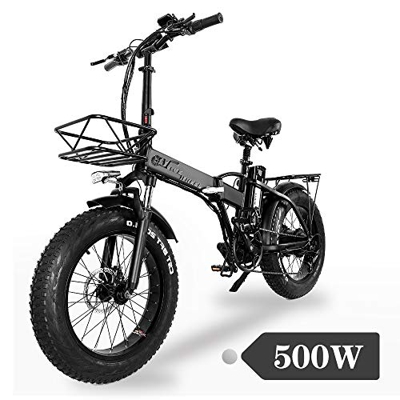 XXCY Bicicleta eléctrica Plegable 500w e-Bike 20"* 4.0 neumático Gordo 48v 15ah batería Pantalla LCD con 5 Niveles de Velocidad de Paso (Negro)