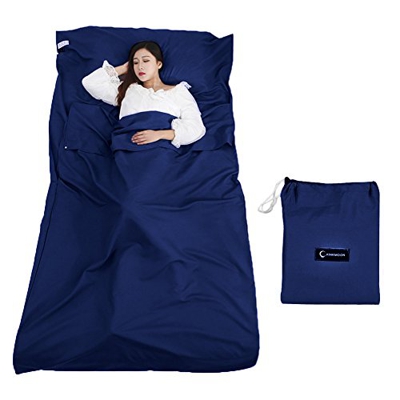 Queta cabaña Saco de Dormir Saco de Dormir Saco de Dormir con Bolsa Ideal para Interior hostels Cabañas albergues Camping Exterior (Mondlichtblau)