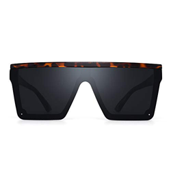JIM HALO Plano Top Proteger Gafas de Sol Cuadradas Espejo Sin Marco Montura Anteojos Para Mujer Hombre(Marco Tortuga/Lente Gris) características