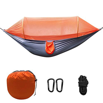 BeiLan Hamaca Ultraligera con Mosquitera, Hamaca Doble Portátil, Paracaídas de Nylon, Secado Rápido, Capacidad de Carga 200 kg, 270 x 140 cm, para Cam