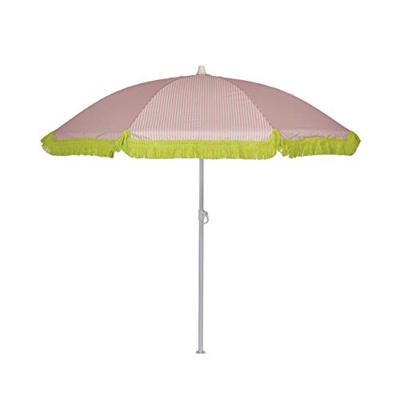 EZPELETA Sombrilla de Playa. Parasol de Playa. Ligero y Plegable de Acero. Paraguas Sol 160cm. Protección Solar UPF 50+. Estampado Flores/Cuadros/Raya