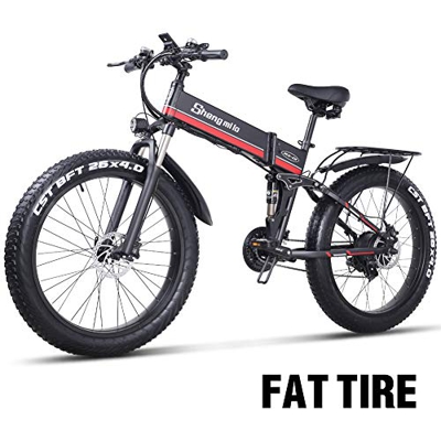 Sheng mi lo Bicicleta eléctrica 48V 1000W para Hombre Montaña Ebike 21 velocidades, 26 Pulgadas neumático Gordo Bicicleta de Carretera Pedales de Bici