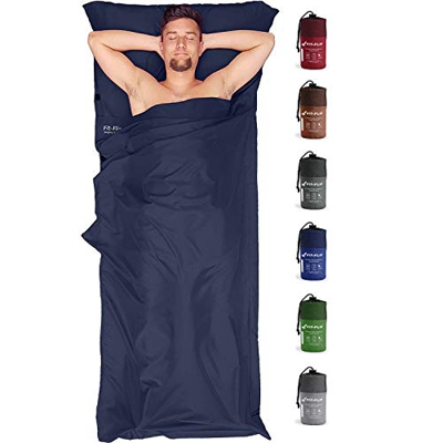 Fit-Flip Saco de Dormir Ultraligero, Forro de Saco de Dormir de Microfibra con Compartimiento de Almohada añadido, Sábana de Dormir Tambien como Forro