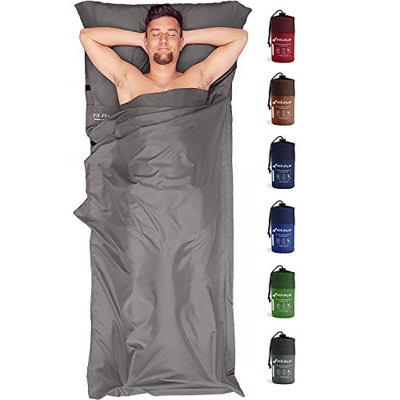Fit-Flip Saco de Dormir Ultraligero, Forro de Saco de Dormir de Microfibra con Compartimiento de Almohada añadido, Sábana de Dormir Tambien como Forro