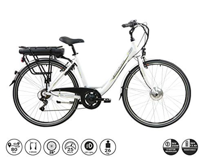 F.lli Schiano E- Moon Bicicleta eléctrica, Adultos Unisex, Blanca, 28"