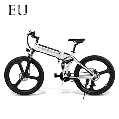 Adolenb E-Bike 26 pulgadas bicicleta eléctrica plegable bicicleta de montaña plegable con gran capacidad (48 V 350 W), doble suspensión y 21 velocidad