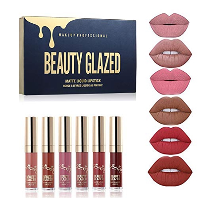 BELLEZA ESMALTADA 6 piezas/juego Brillo labial líquido Herramienta de maquillaje labial profesional Terciopelo mate Hidratante hidratante kit de lápiz