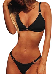 CheChury Conjuntos de Bikini Traje de baño Ropa Bikini Bandeau para Mujer Brasileo Ropa Cruz de Pecho de Playa Cintura Alta Traje con Impresión con Relleno 