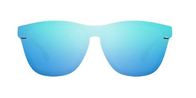 HAWKERS · Gafas de Sol ONE Venm Hybrid Clear One, para Hombre y Mujer, con montura negra acabado brillo y lente de máscara azul cielo con efecto espej